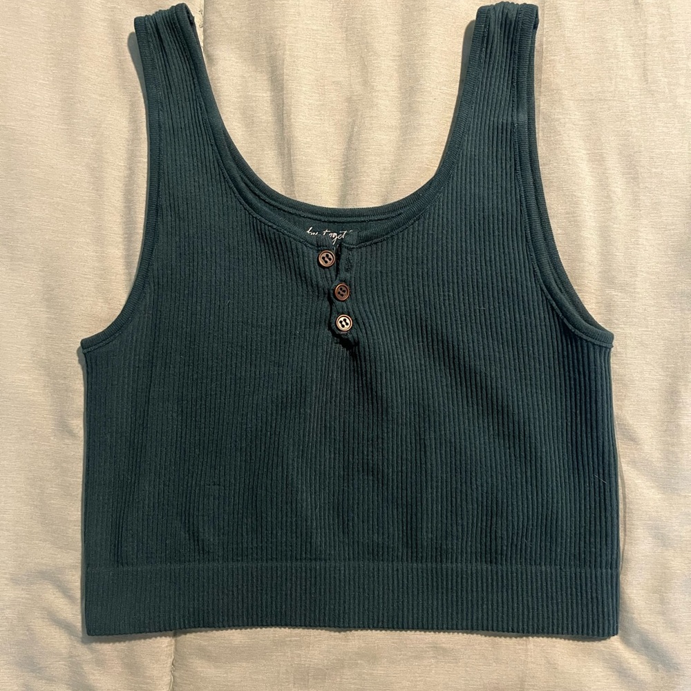 Teal Cropped Ribbed Tank Top M/L